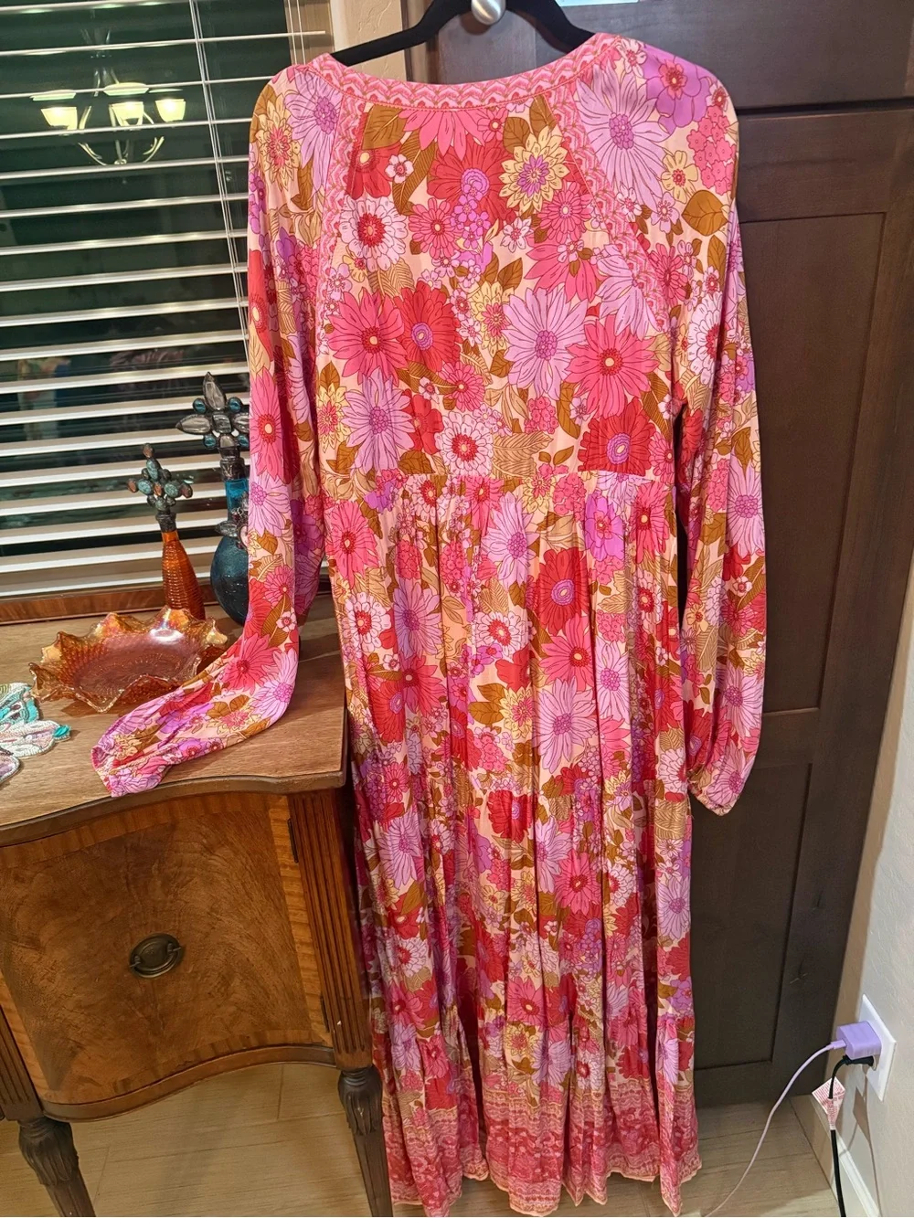Baltic Born Pink Floral V‑Neck Boho Maxi Dress NEW WITH TAGS💖